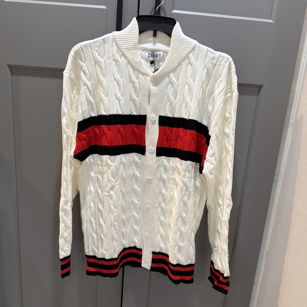 Coconut Men's Cable Knit Cardigan Cricket Tennis Preppy  Size Xl